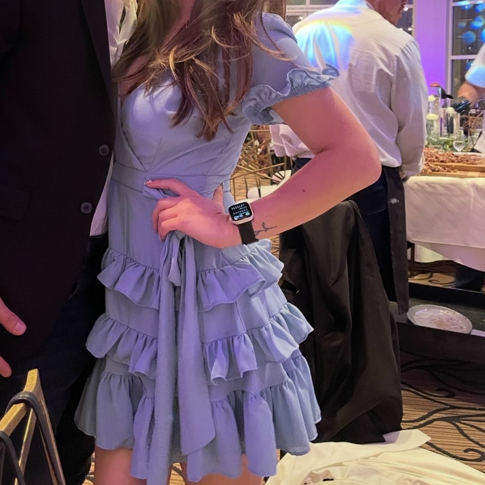 Lulu's Light Blue Ruffled Mini Dress